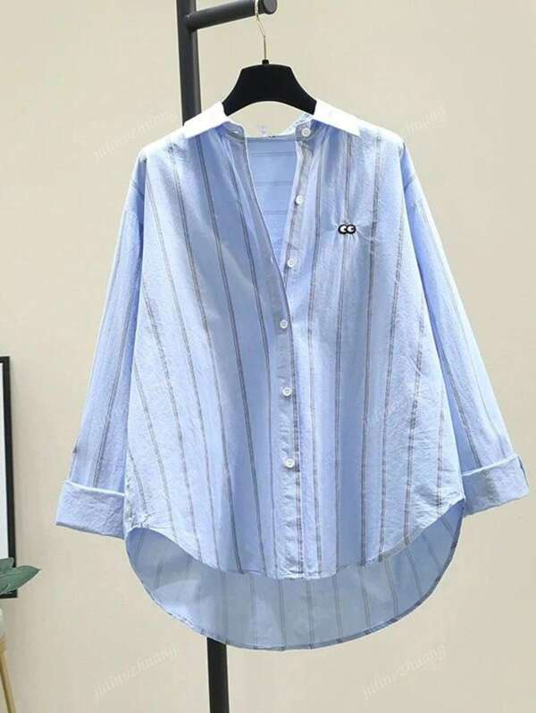 Striped Button-Up Over-Size Shirt