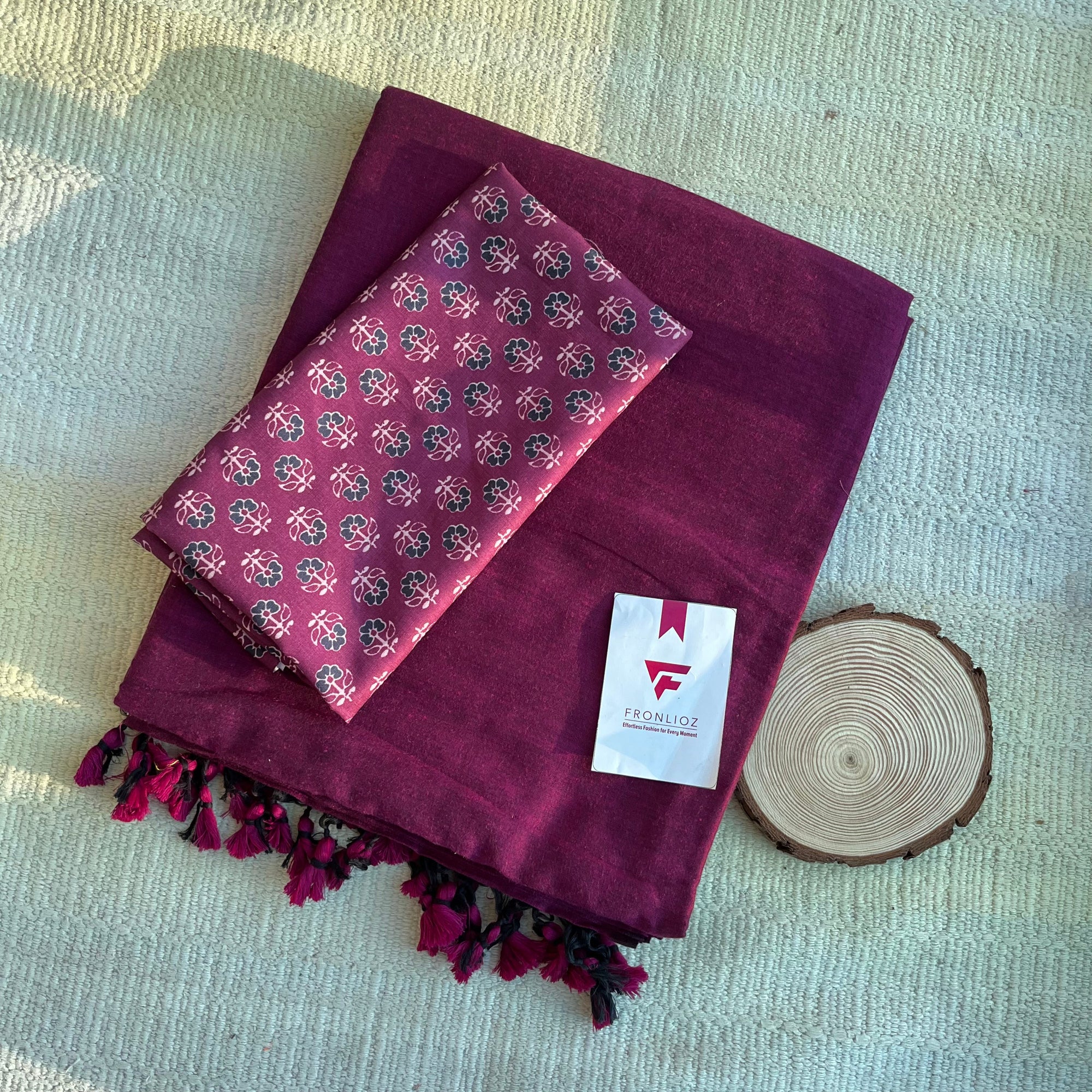 Purple Khadi Cotton Saree & Designer Blouse