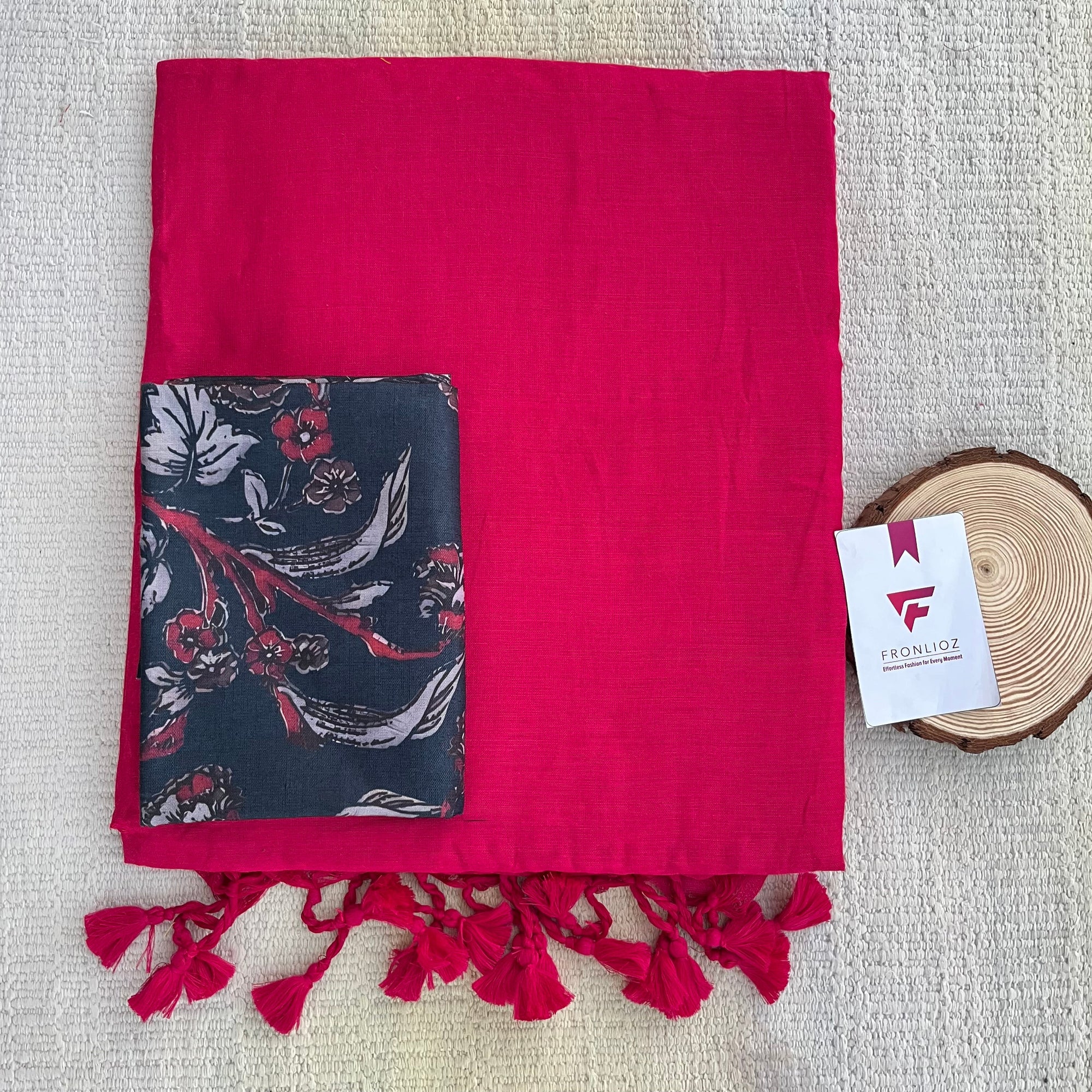 Red Khadi Cotton Saree & Designer Blouse