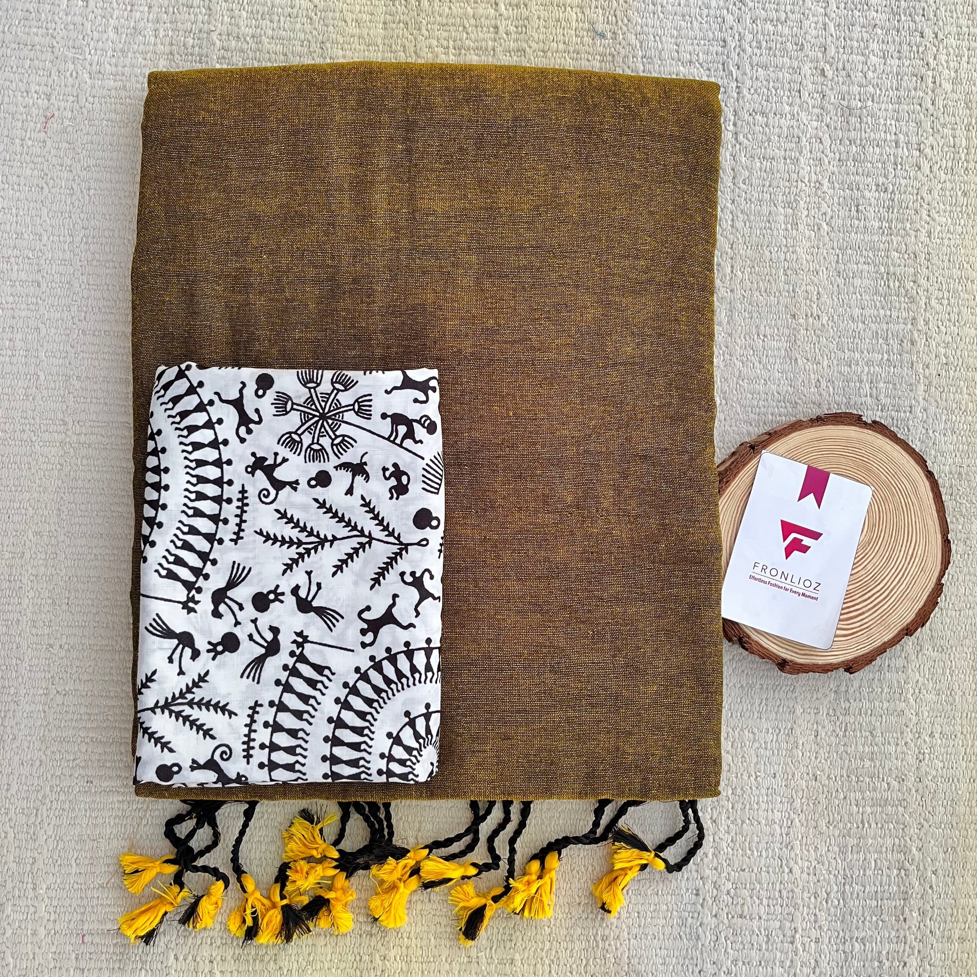 Mustard Khadi Cotton Saree & Designer Blouse