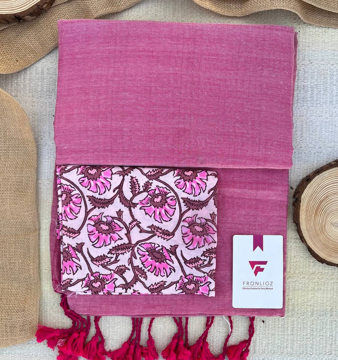 Pinky Khadi Cotton Saree & Designer Blouse