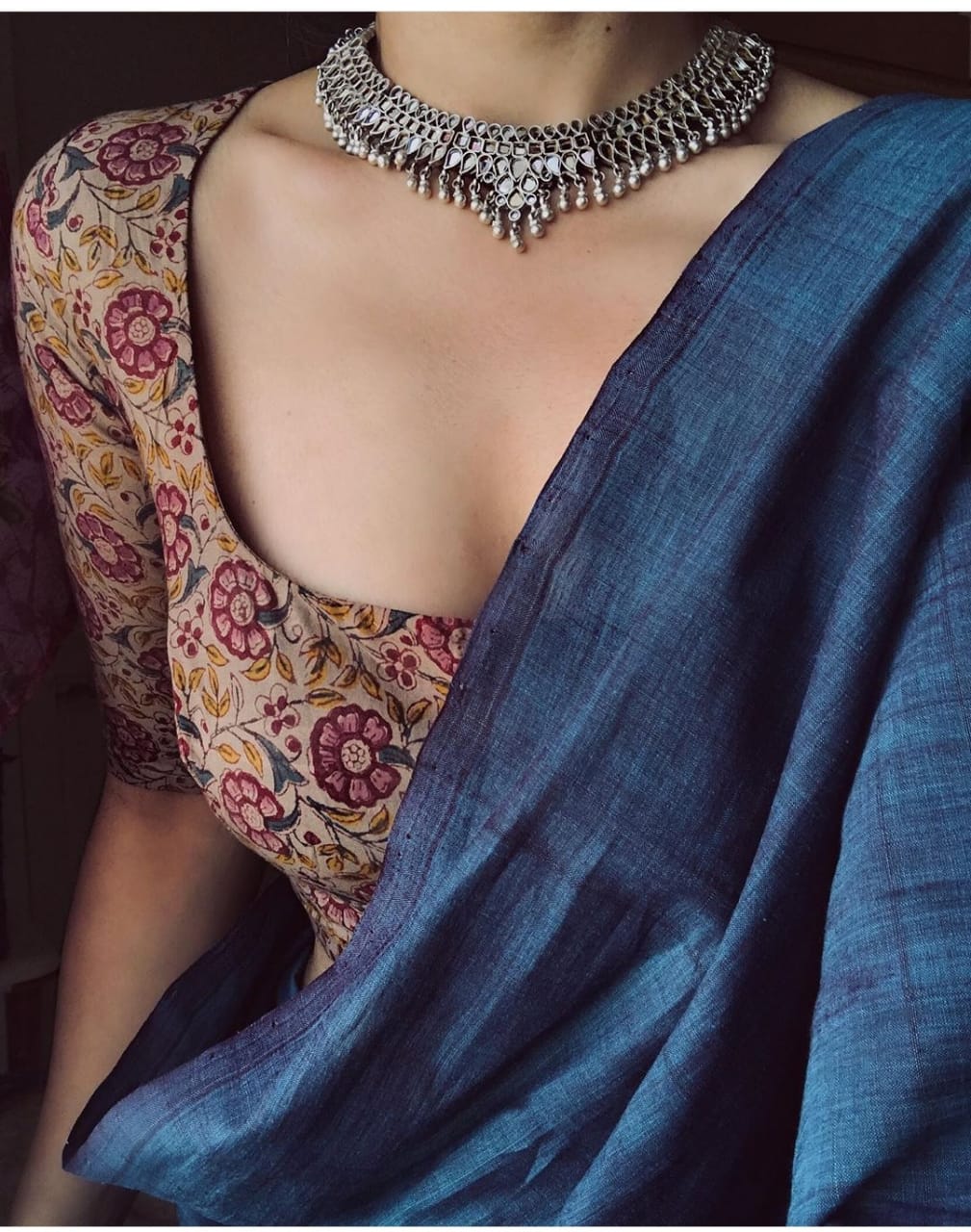 SURPASSING TEAL COLOUR TRADITIONAL LOOKING CHANDERI COTTON SAREE