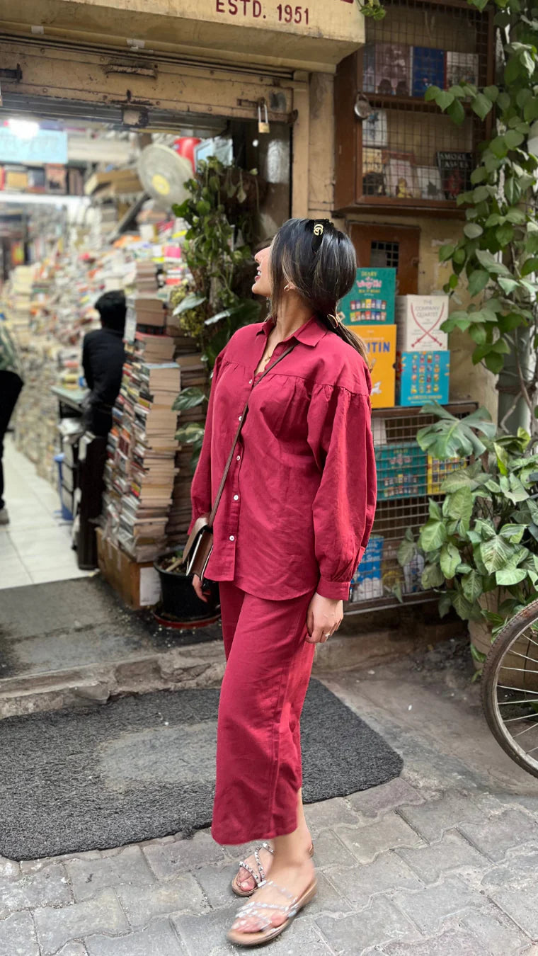 Premium Co-ord Set in Sage Red