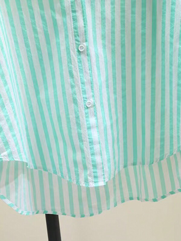 Striped Button-Up Over-Size Shirt