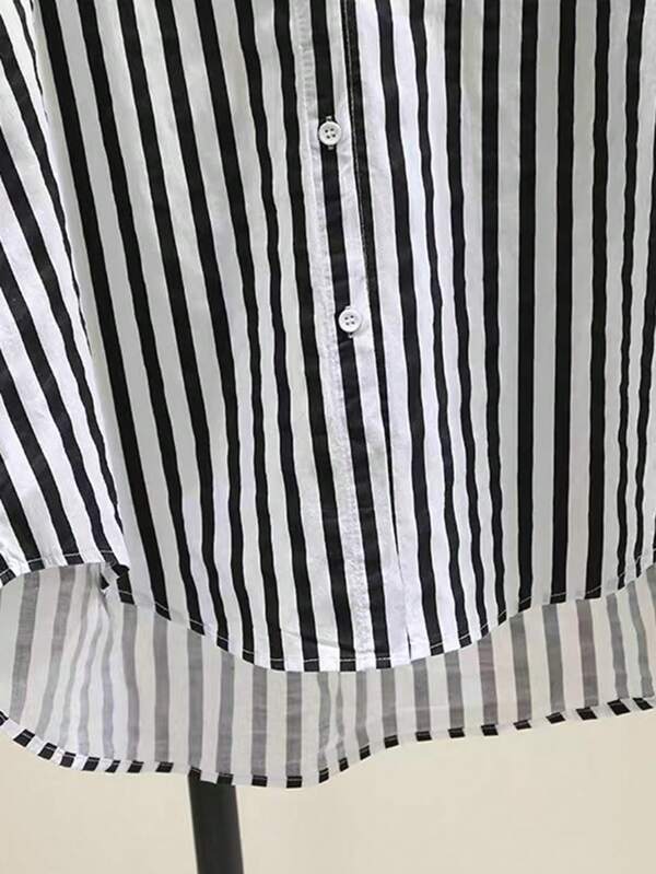 Striped Button-Up Over-Size Shirt