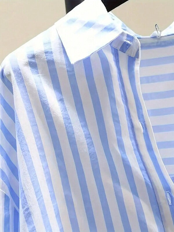 Striped Button-Up Over-Size Shirt