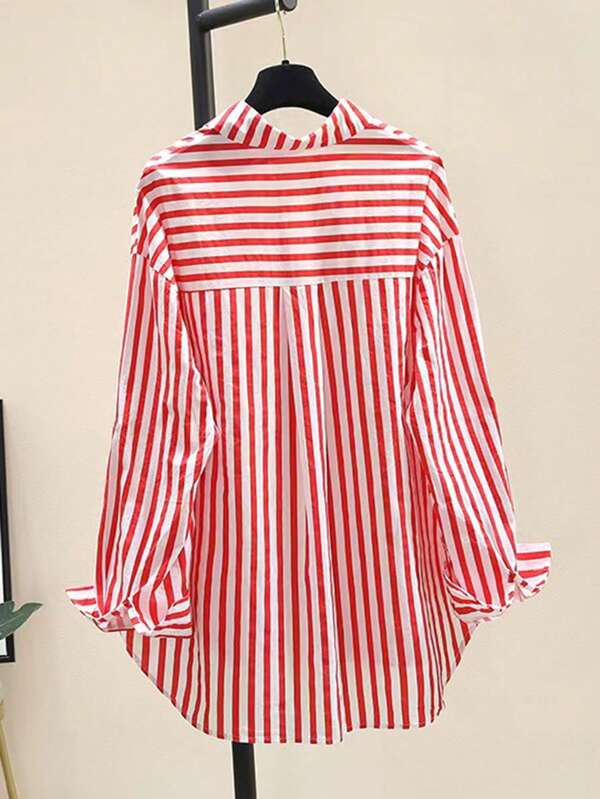 Striped Button-Up Over-Size Shirt