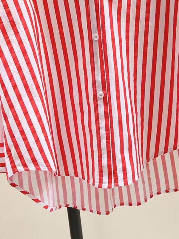 Striped Button-Up Over-Size Shirt
