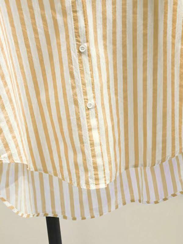 Striped Button-Up Over-Size Shirt