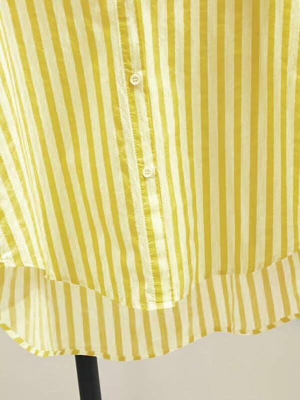 Striped Button-Up Over-Size Shirt