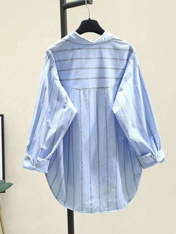 Striped Button-Up Over-Size Shirt