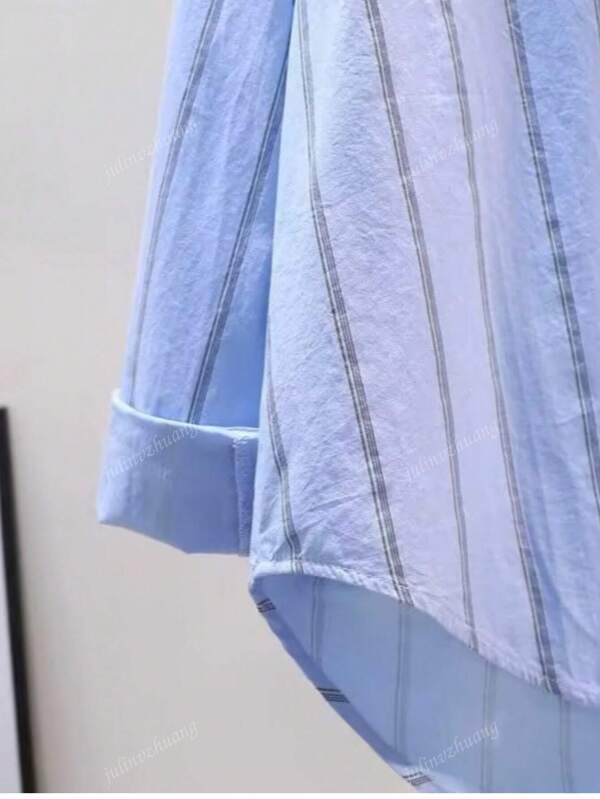 Striped Button-Up Over-Size Shirt