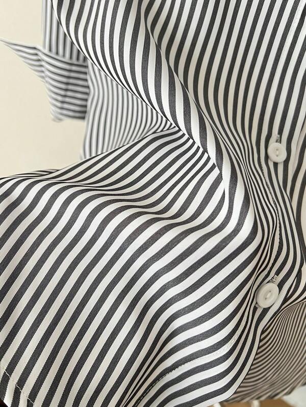 Striped Button-Up Over-Size Shirt