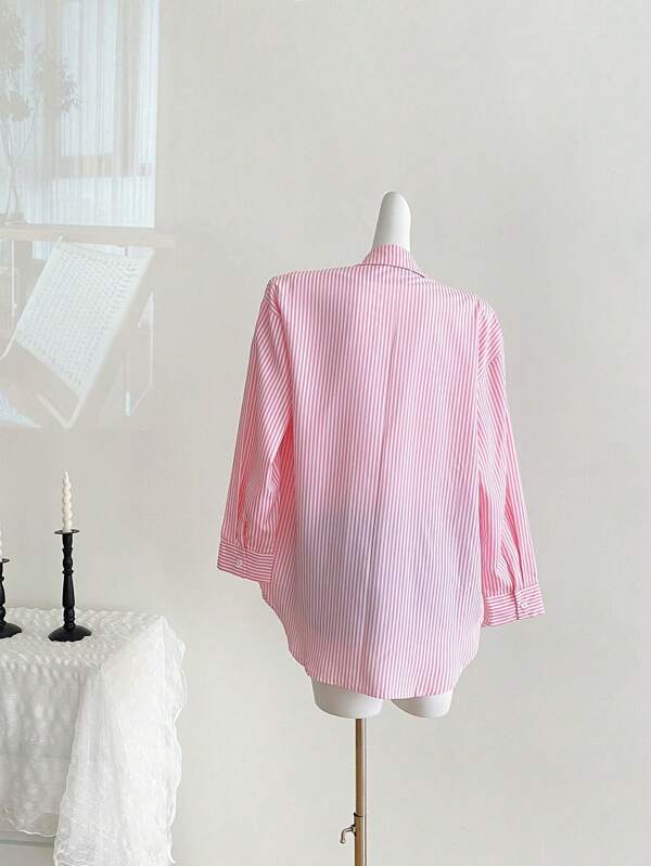 Striped Button-Up Over-Size Shirt