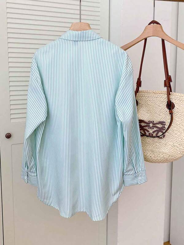 Striped Button-Up Over-Size Shirt