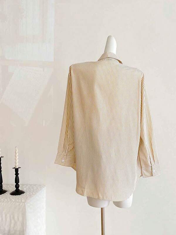 Striped Button-Up Over-Size Shirt