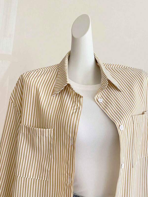 Striped Button-Up Over-Size Shirt