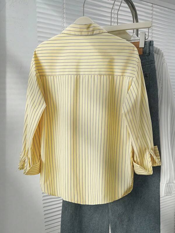 Striped Button-Up Over-Size Shirt