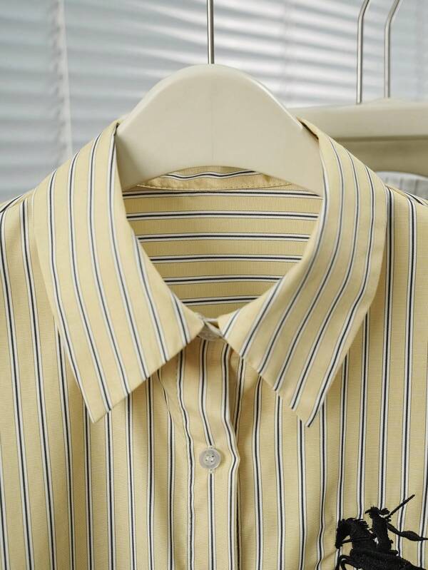 Striped Button-Up Over-Size Shirt