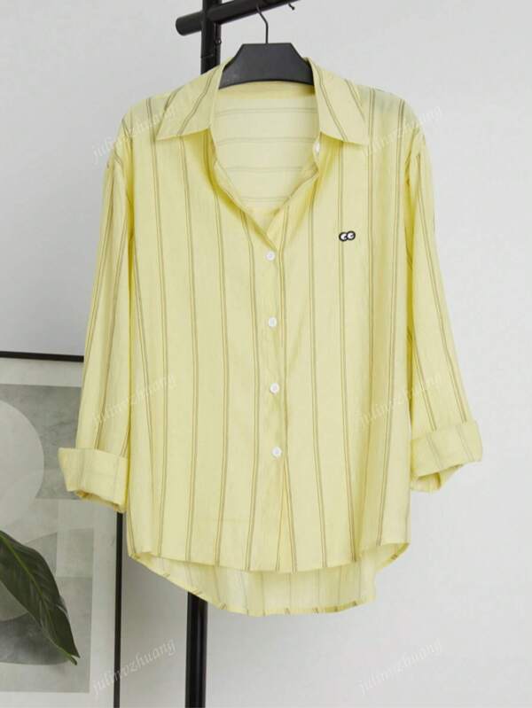 Striped Button-Up Over-Size Shirt