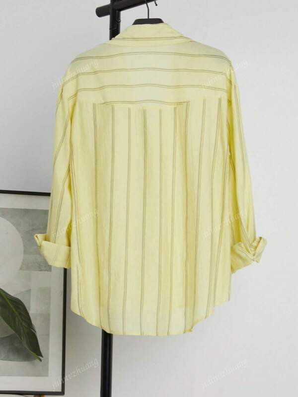 Striped Button-Up Over-Size Shirt