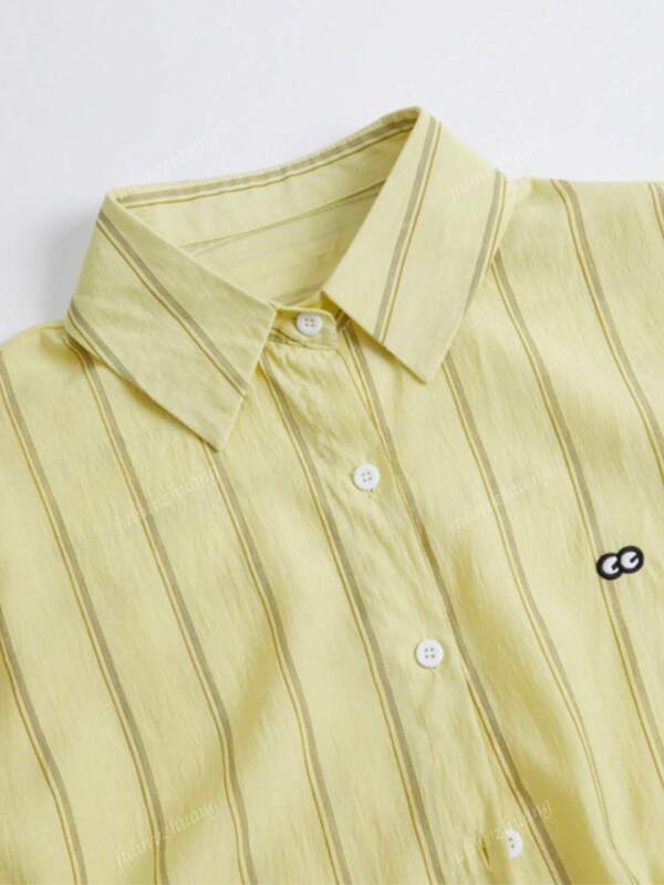 Striped Button-Up Over-Size Shirt
