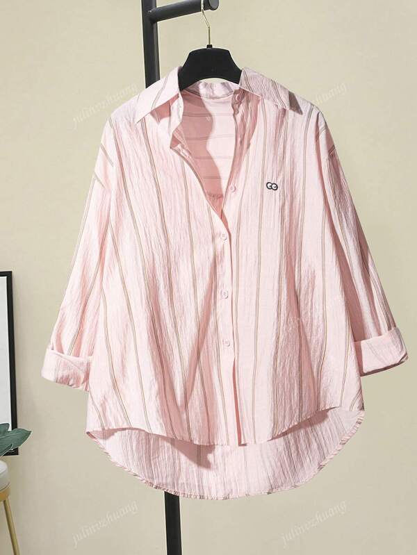 Striped Button-Up Over-Size Shirt