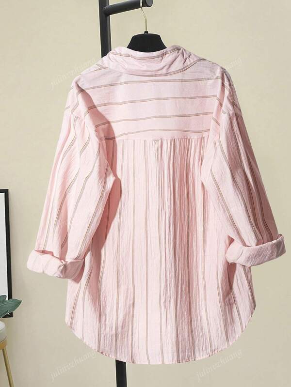 Striped Button-Up Over-Size Shirt