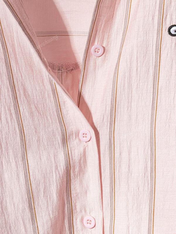 Striped Button-Up Over-Size Shirt