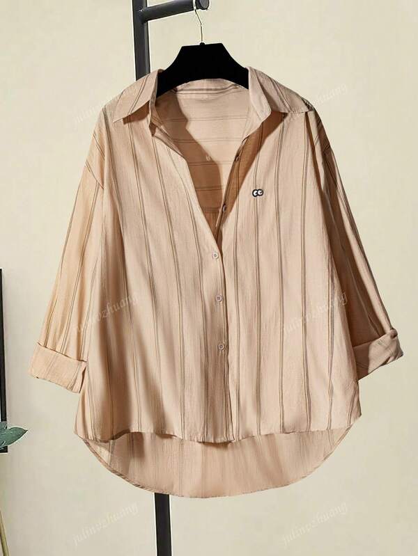 Striped Button-Up Over-Size Shirt