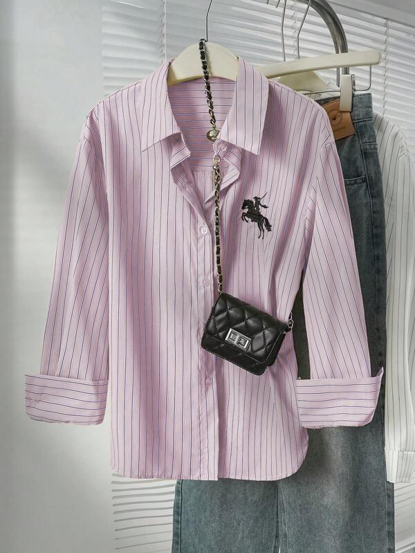 Striped Button-Up Over-Size Shirt