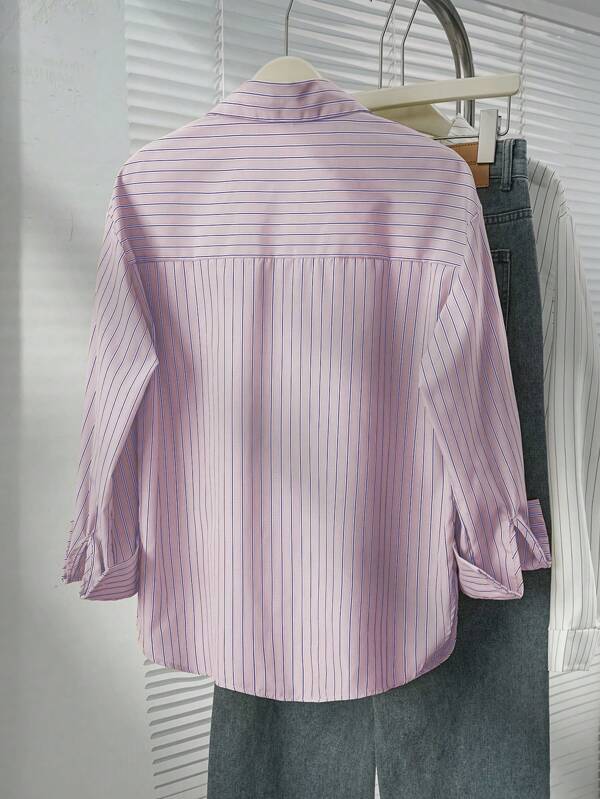 Striped Button-Up Over-Size Shirt