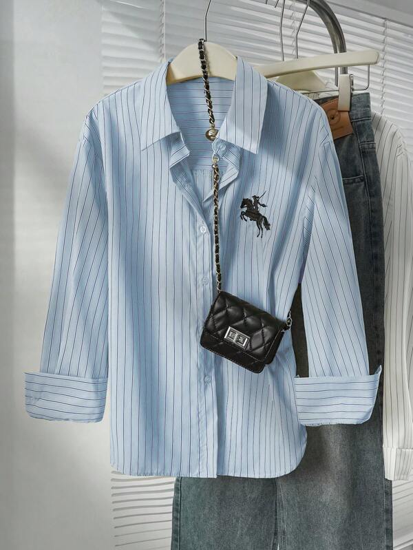Striped Button-Up Over-Size Shirt