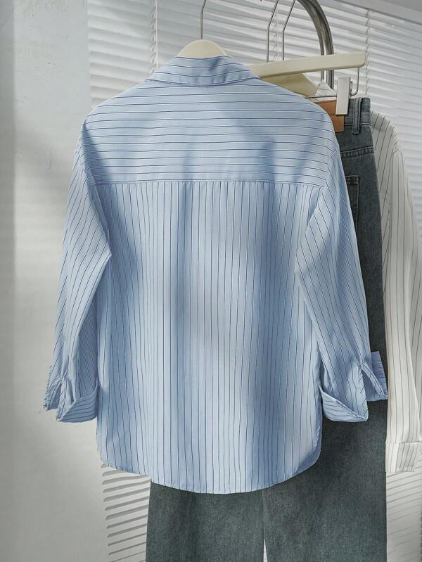 Striped Button-Up Over-Size Shirt