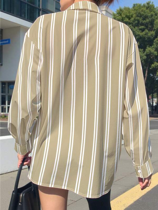 Striped Button-Up Over-Size Shirt