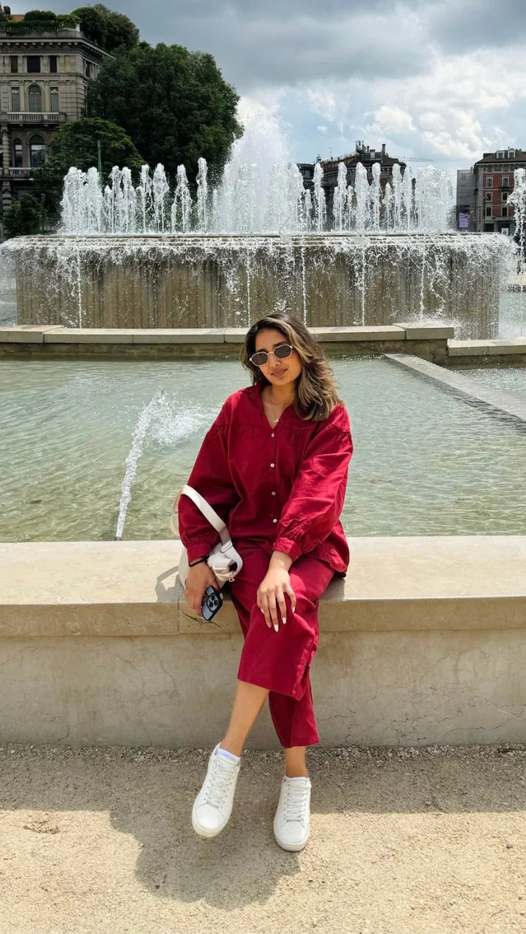 Premium Co-ord Set in Sage Red