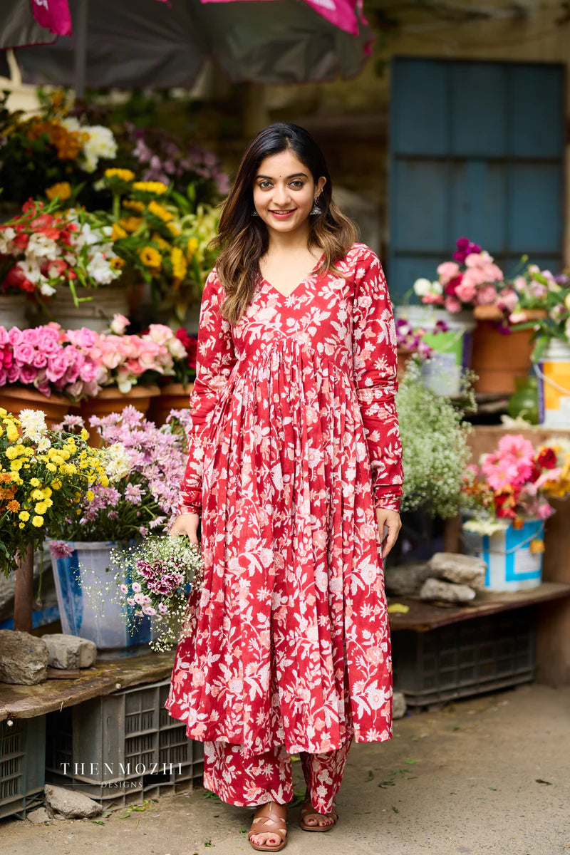 Scarlet Red Alia Cut Printed Co-ord Set