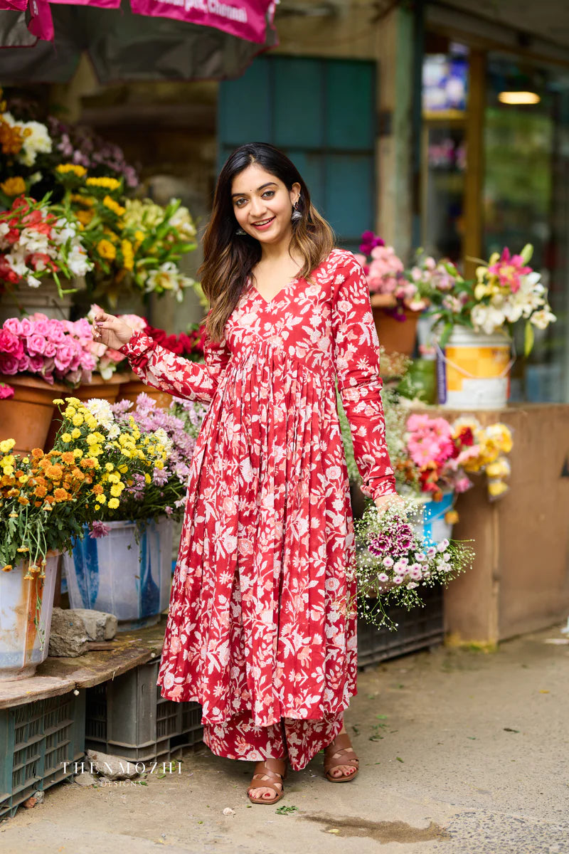 Scarlet Red Alia Cut Printed Co-ord Set