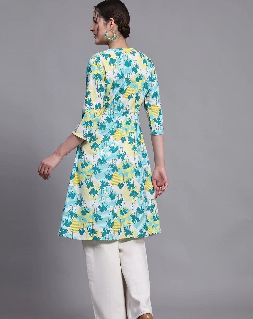 Women's Tropical Print White Shrug