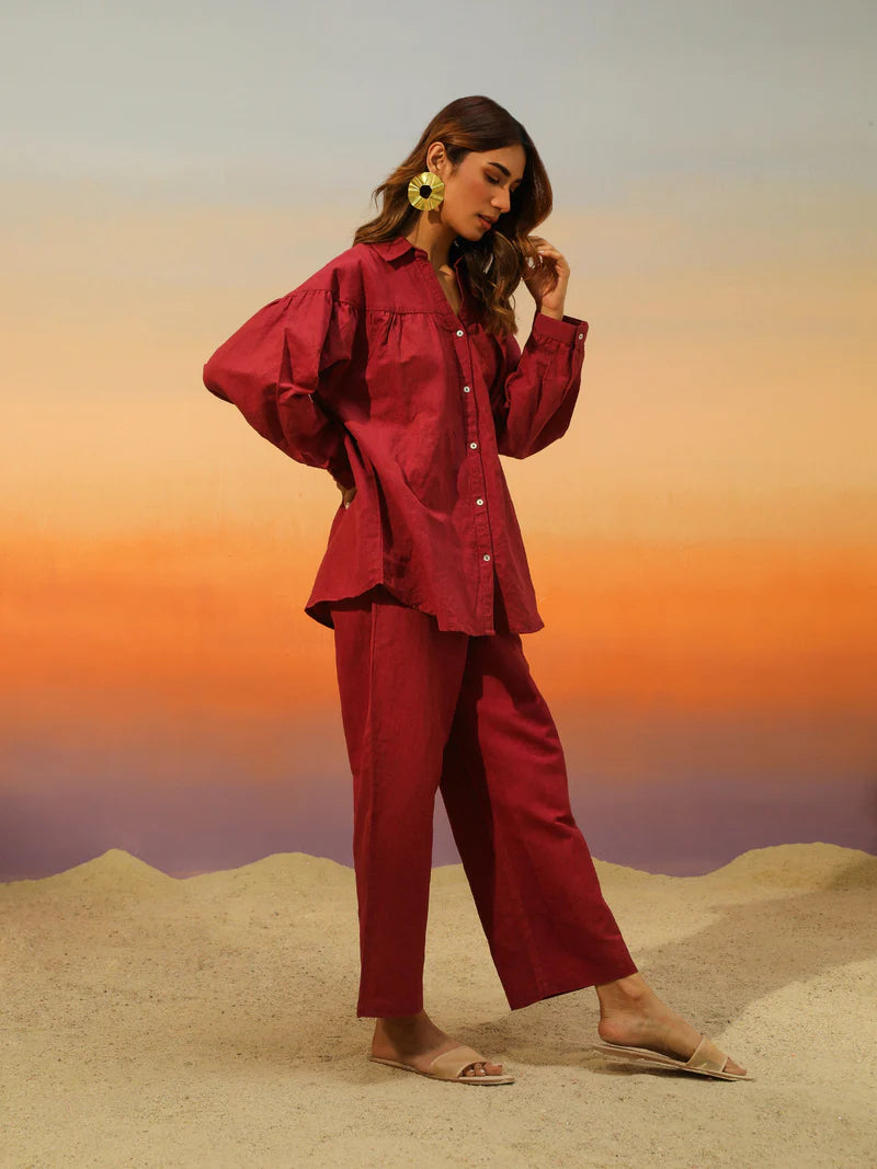 Premium Co-ord Set in Sage Red