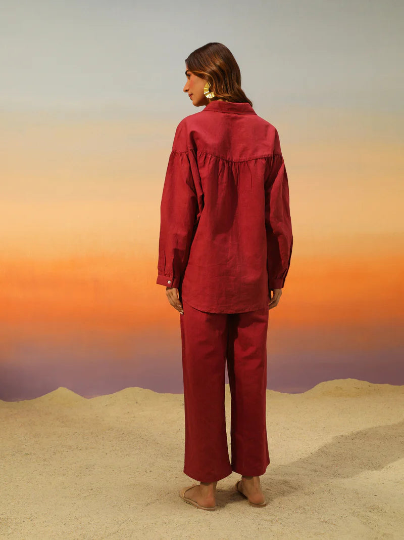Premium Co-ord Set in Sage Red