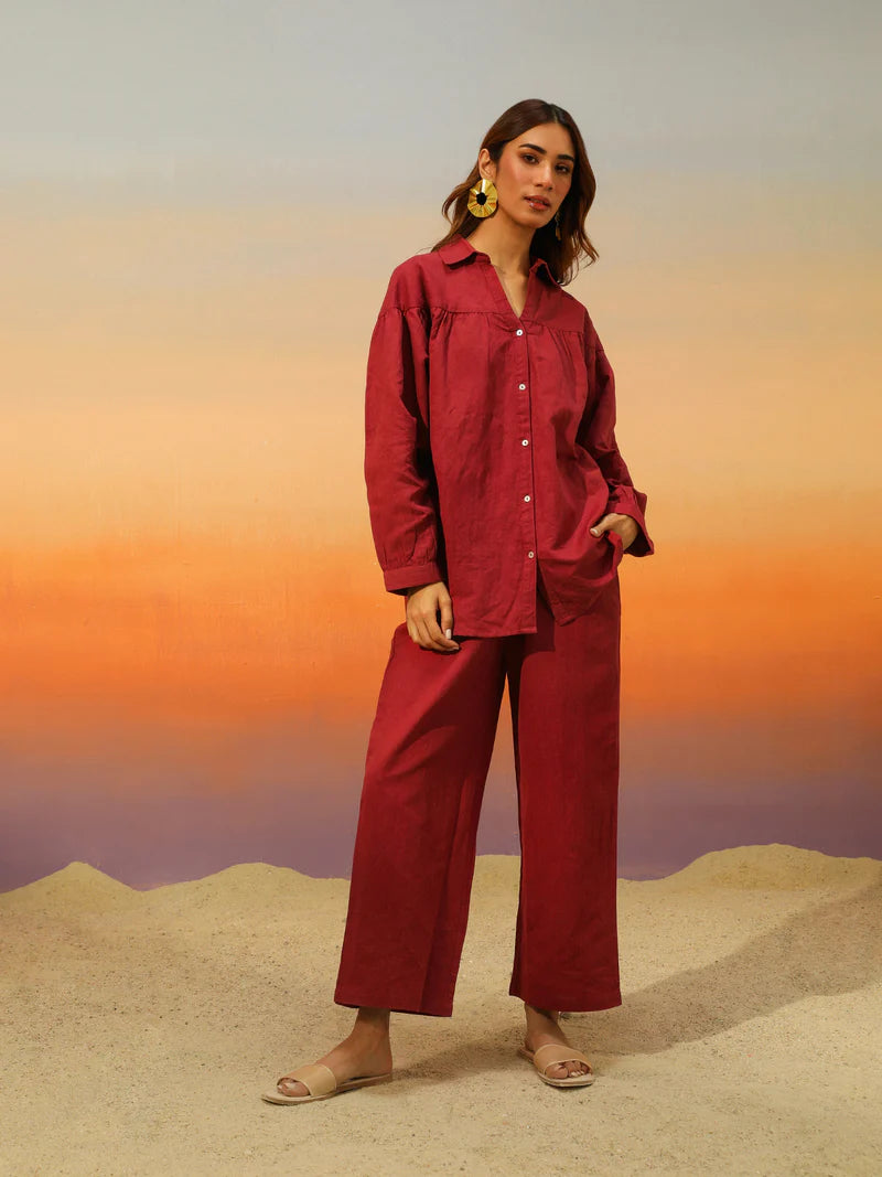 Premium Co-ord Set in Sage Red