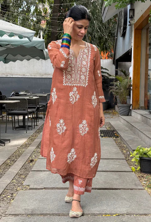 Embroidered Chikankari Kurta Set