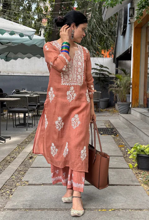 Embroidered Chikankari Kurta Set