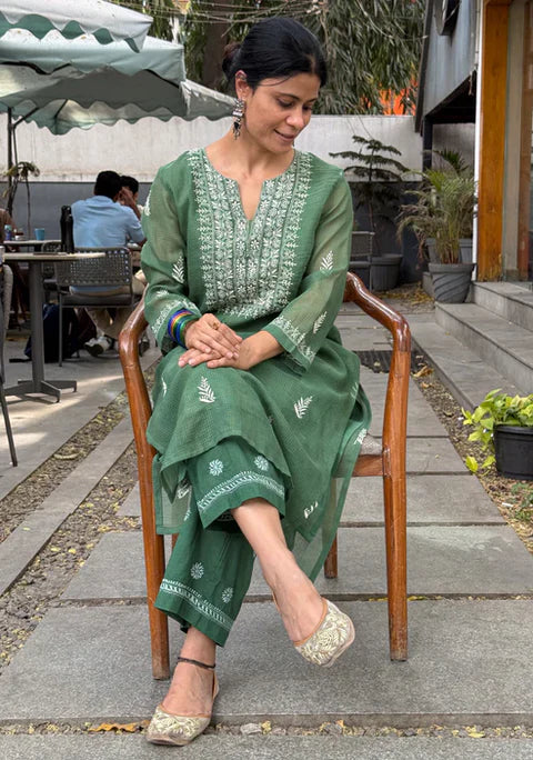 Embroidered Chikankari Kurta Set