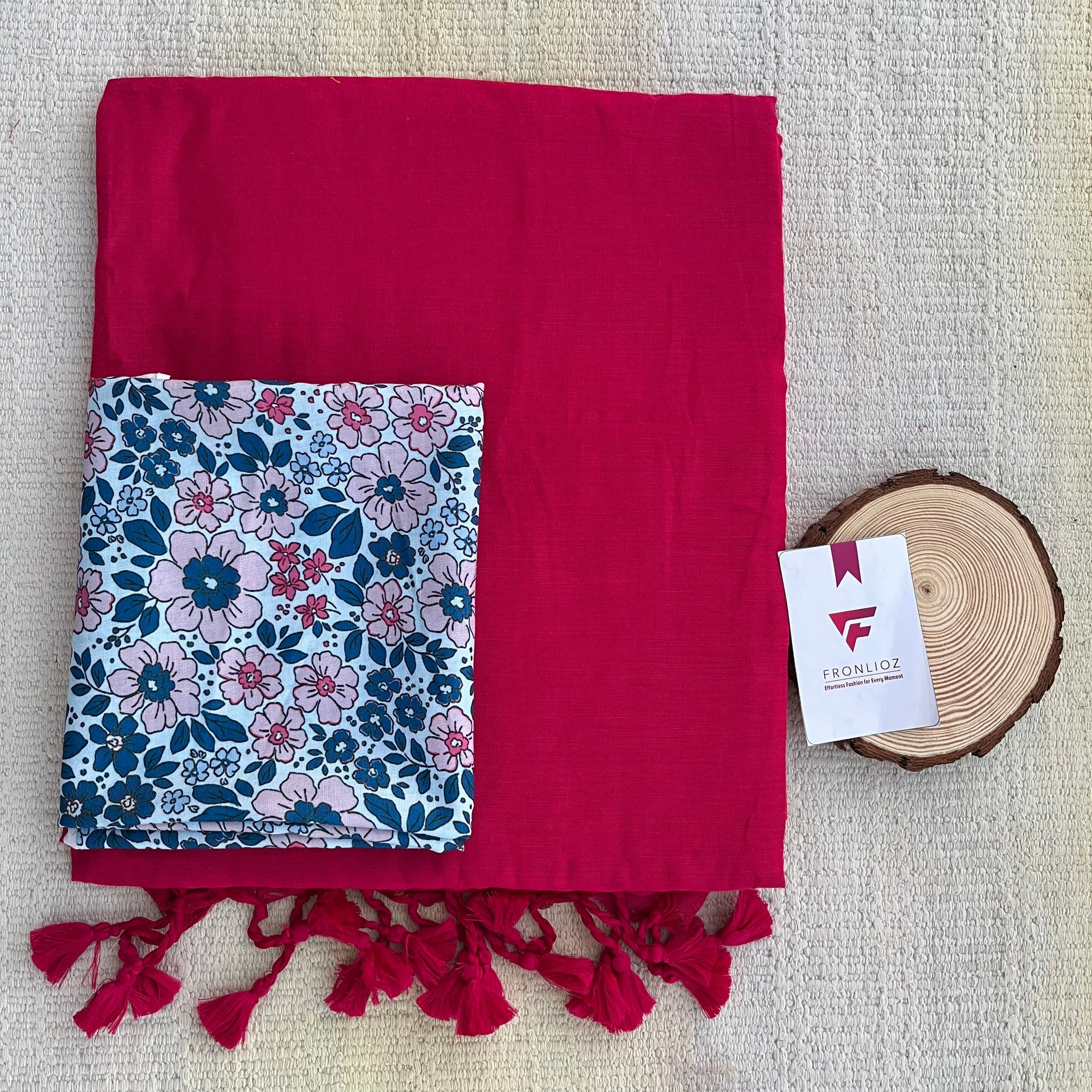 Red Khadi Cotton Saree & Designer Blouse