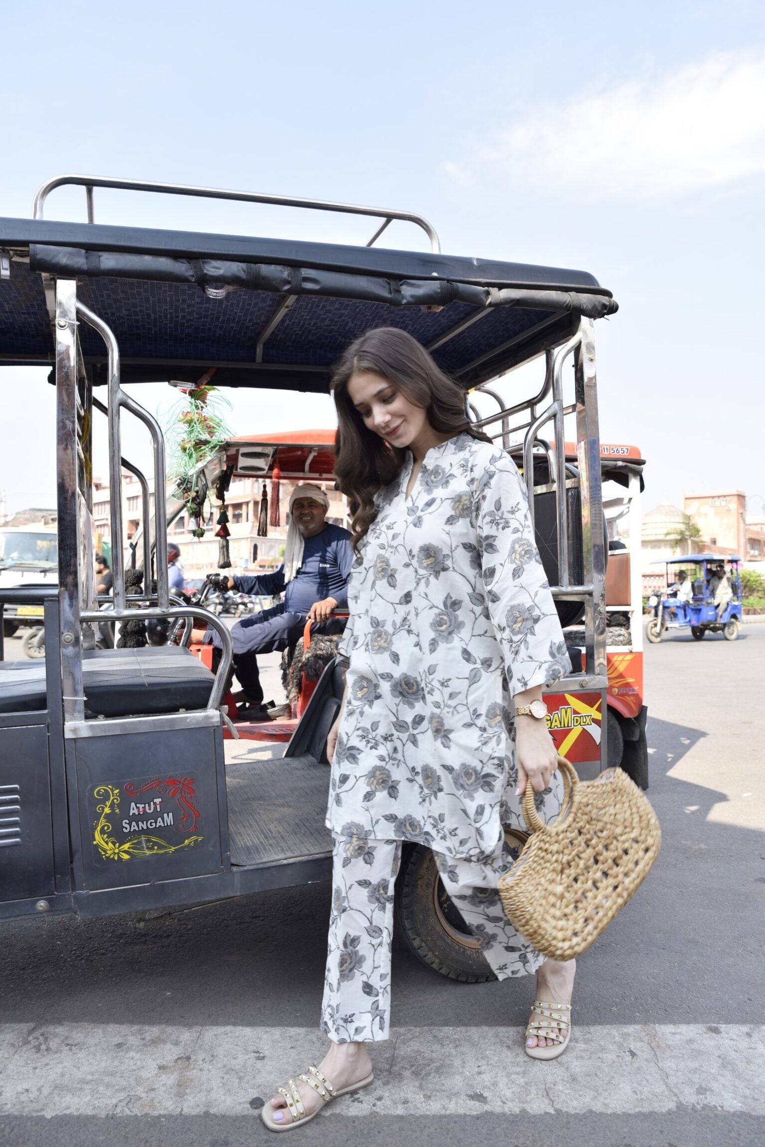 White Grey Rich Look Kurta Set