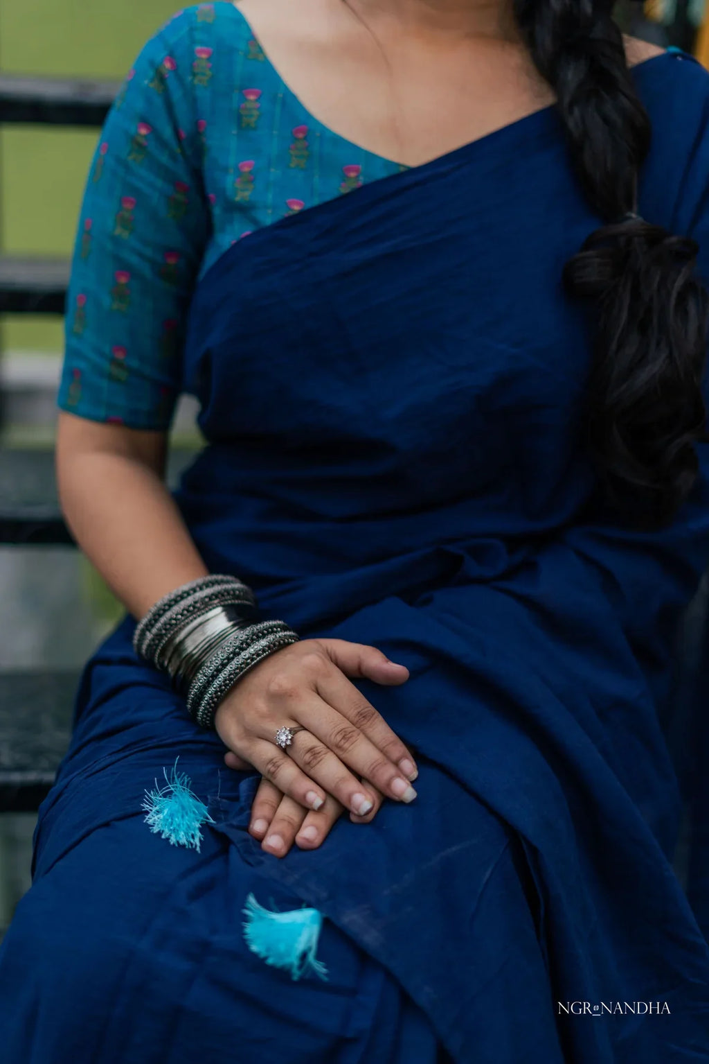 NAVY BLUE COLOUR TRADITIONAL LOOKING CHANDERI COTTON SAREE