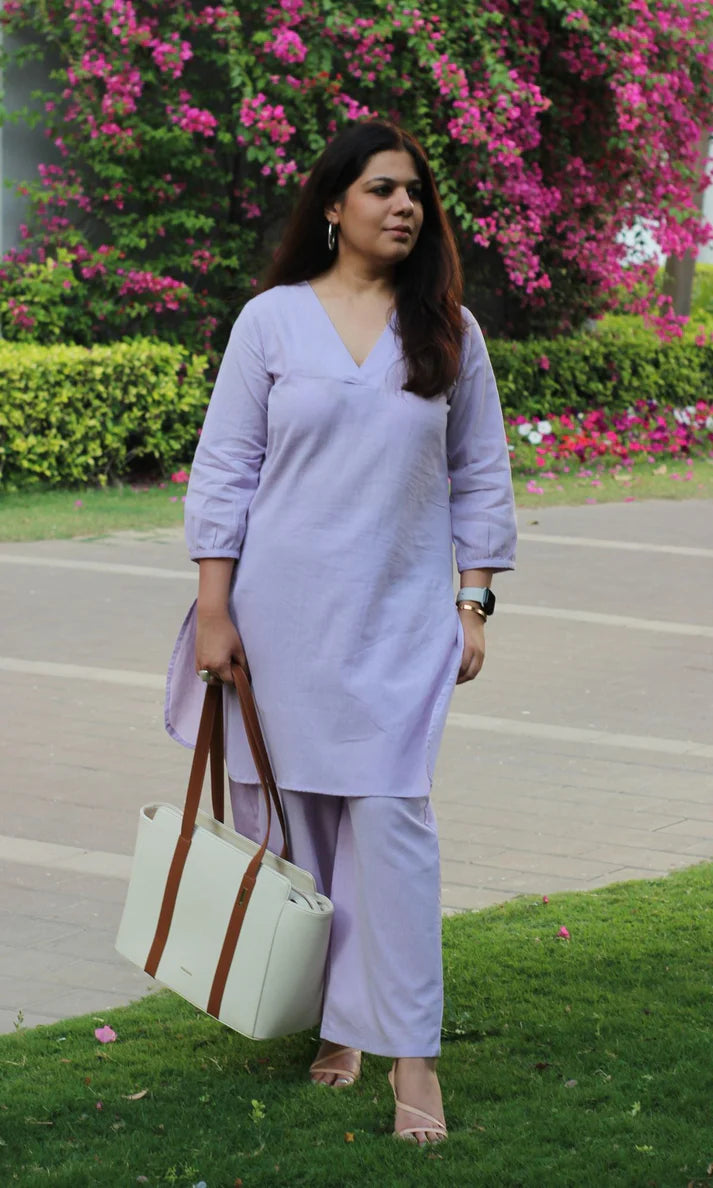 Cotton Mix Light Purple Coord Set