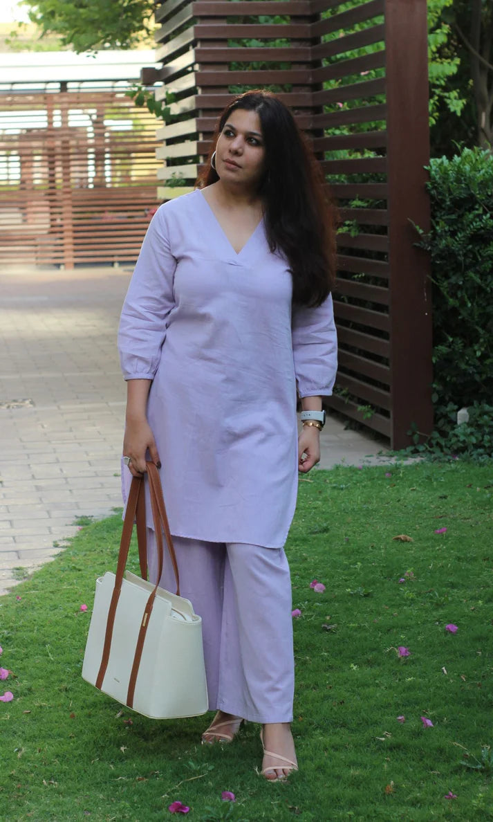 Cotton Mix Light Purple Coord Set